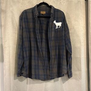 Blue Plaid Flannel with Goat 🐐